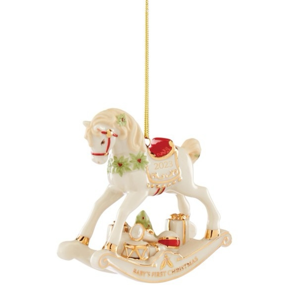 Lenox baby’s first Christmas 2023 rocking horse ornament